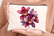 Watercolor Burgundy Orchids Clipart, an Illustration by Digital Artistic99 (Thumbnail 6 of 9)