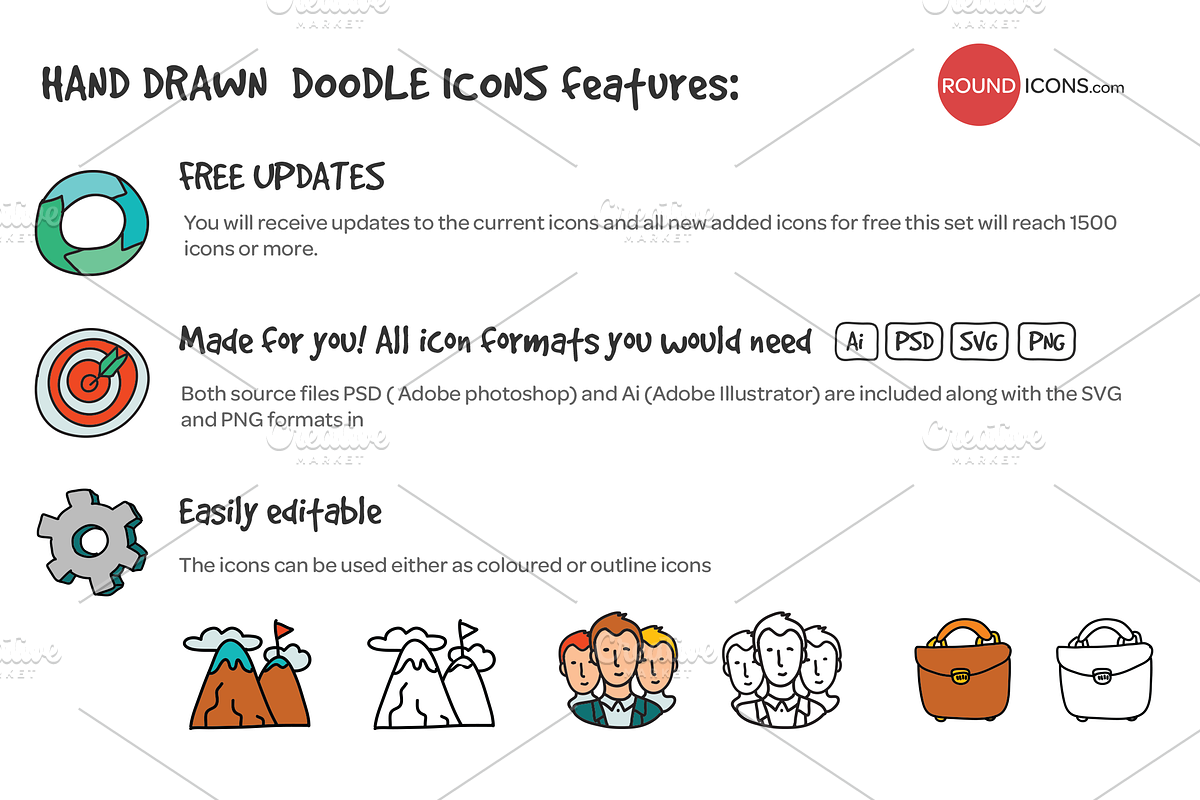 Wedding Doodle Icons Set preview 3