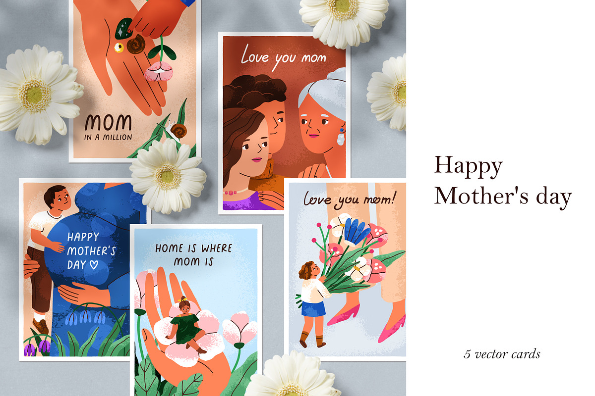 Happy Mother day greeting cards set, a Background Graphic by Good Studio (Photo 1 of 6)