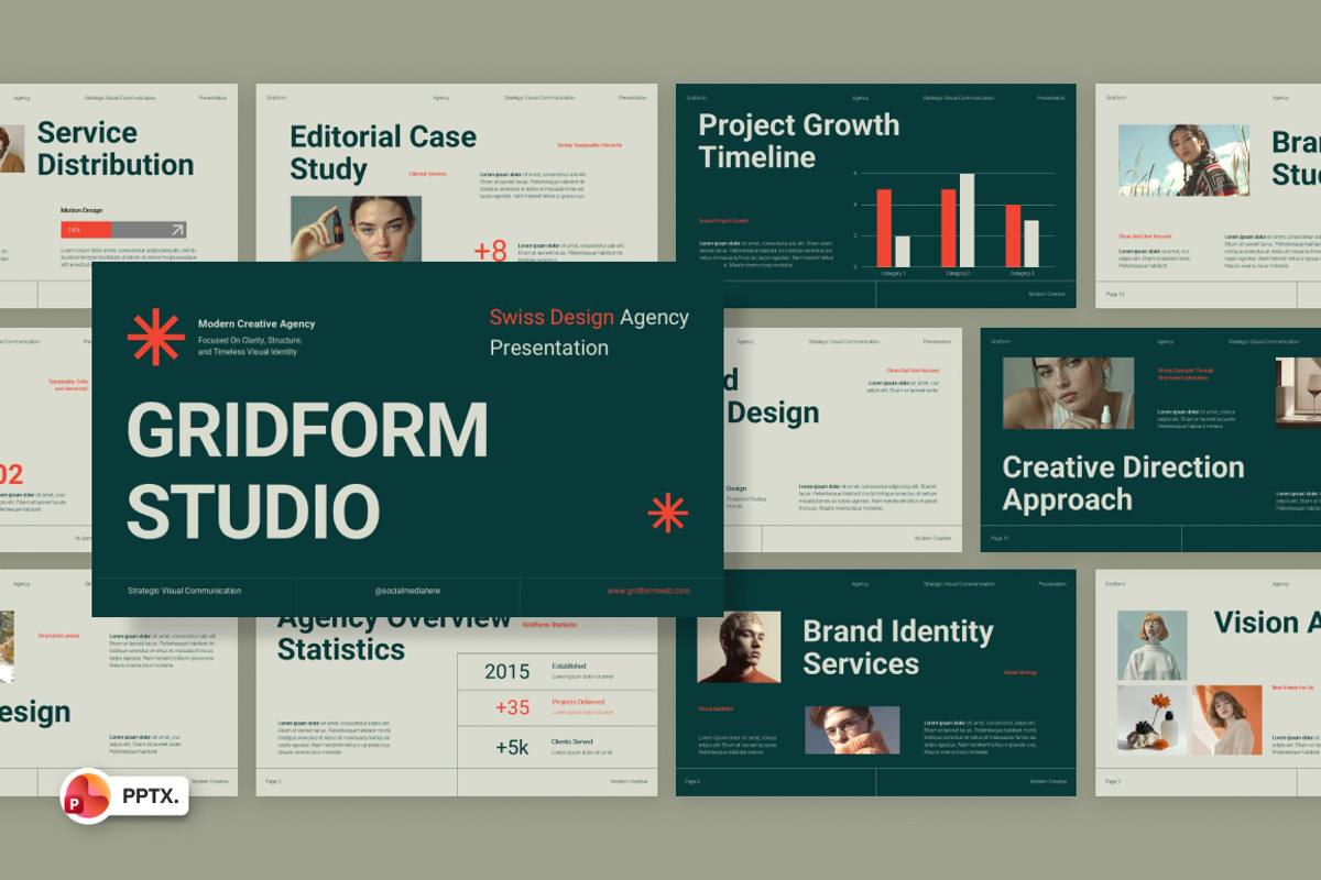Swiss Style Agency Design PowerPoint, a Presentation Template by Loin Studio (Photo 1 of 4)