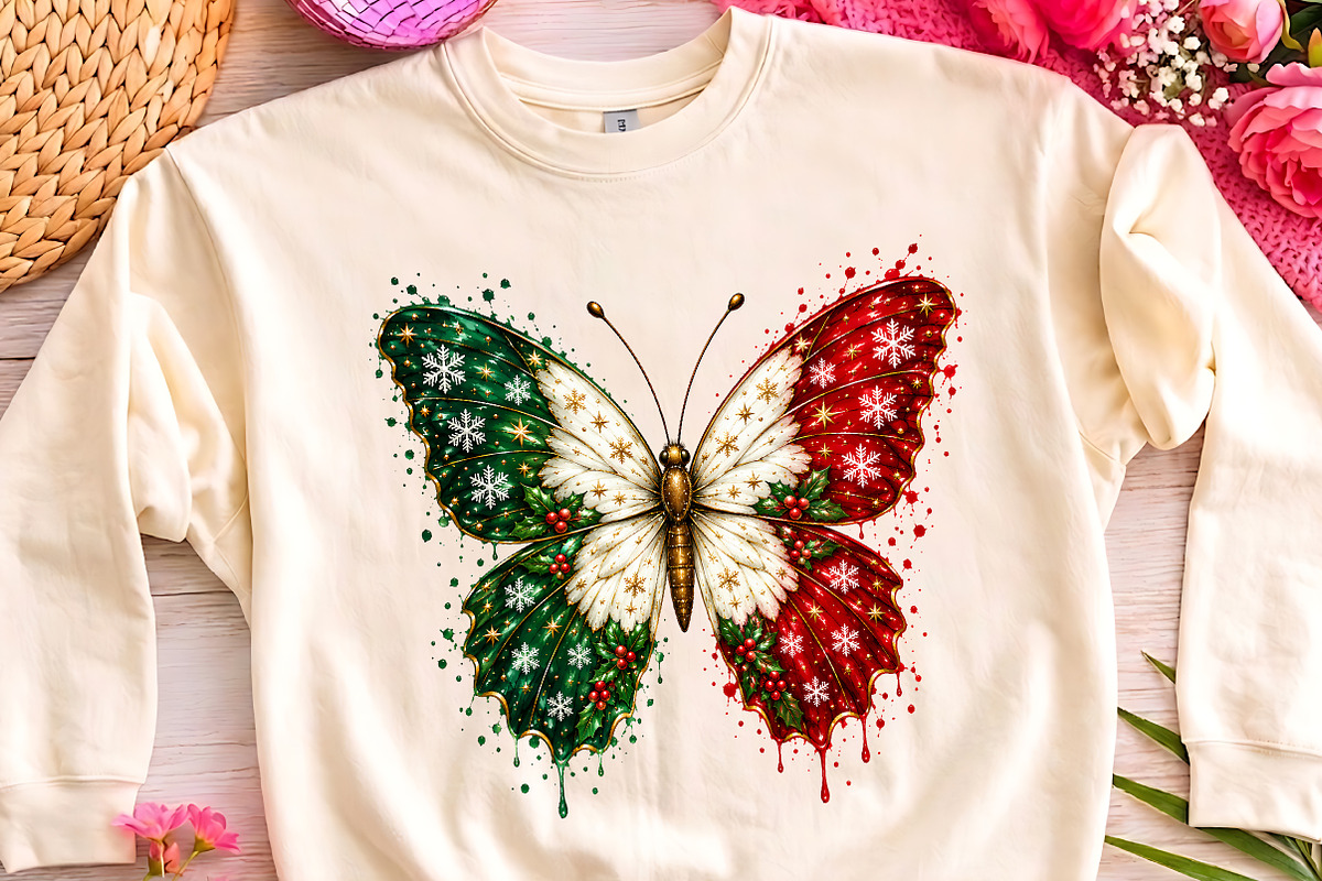 Christmas Butterfly PNG Clipart Art, a Seasonal Illustration by CrexoraLab (Photo 3 of 4)