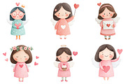 Watercolor Valentine Angel Clipart, an Illustration by Dream Creation (Thumbnail 4 of 7)