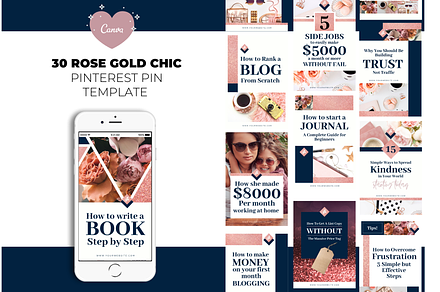 Rose Gold Chic Pinterest Template, a Marketing Template by The Blog Creative