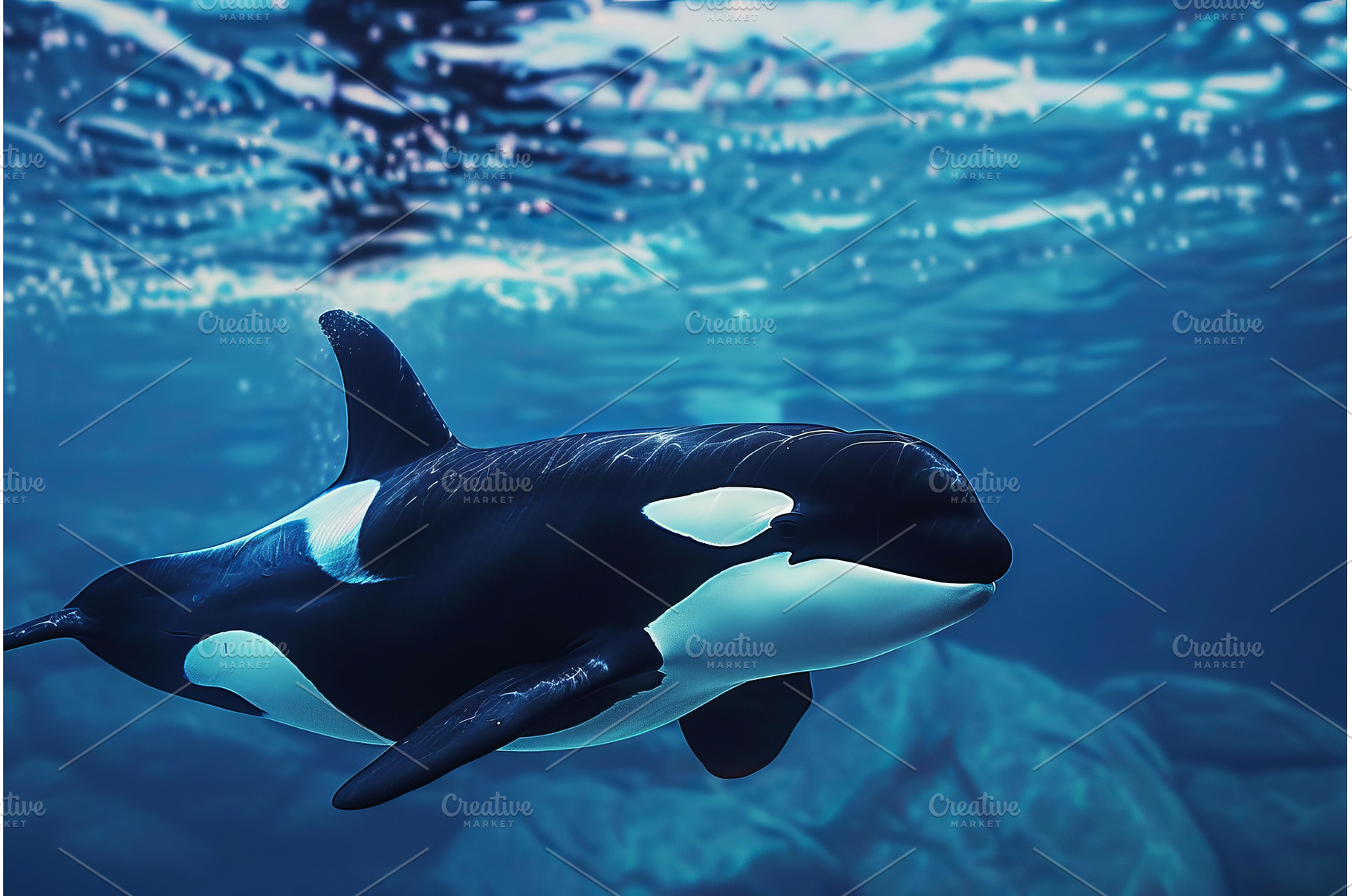 Large beautiful orca whale swimming, an Animal Photo by Ylivdesign