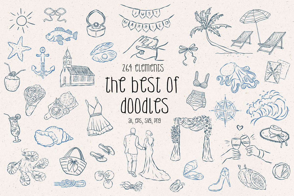 Wedding, Beach, Sea Life Food Doodle, an Object Illustration by Designwork (Photo 1 of 13)