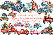 Christmas Truck Sublimation Clipart, an Illustration by DreamCafeArt (Thumbnail 1 of 7)