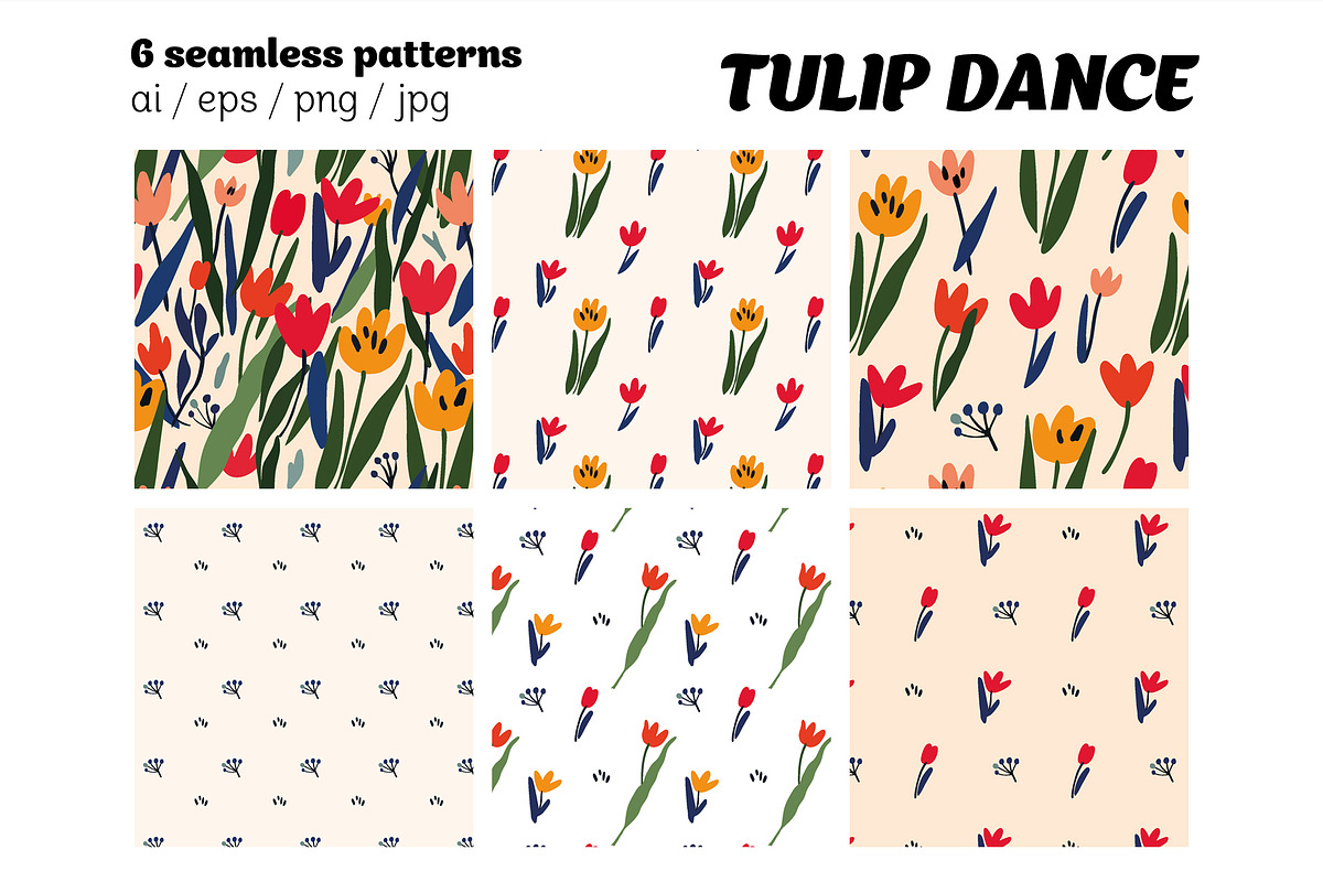 Bold Tulip Meadow Pattern Collection, a Pattern Graphic by Asya Melkonyan Patterns (Photo 7 of 16)