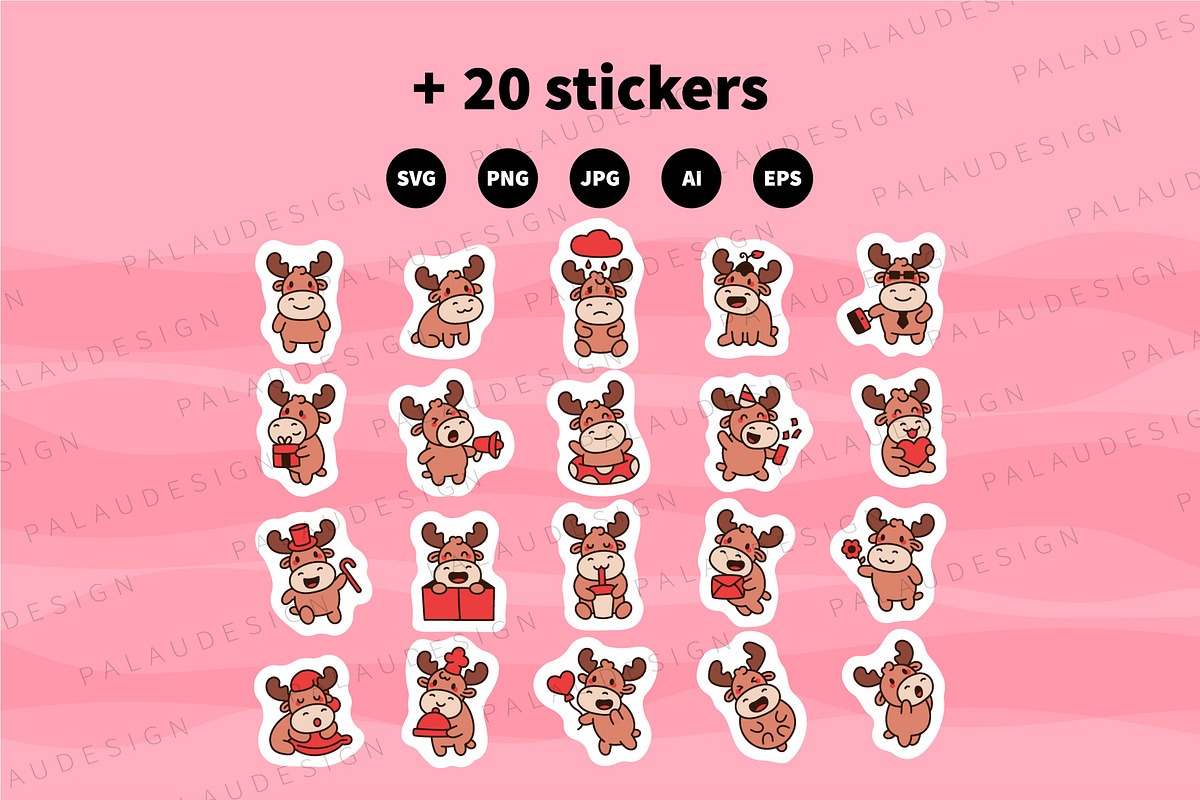 Moose Reindeer Clipart Set, an Animal Illustration by Palau (Photo 10 of 10)