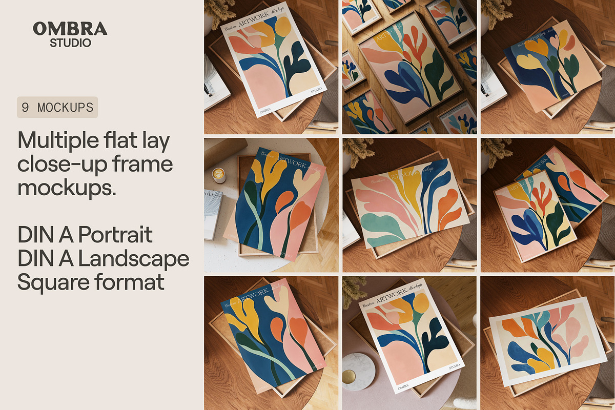 Close-up Frame Mockup Bundle DIN A, a Household Mockup by Ombra Studio (Photo 4 of 11)