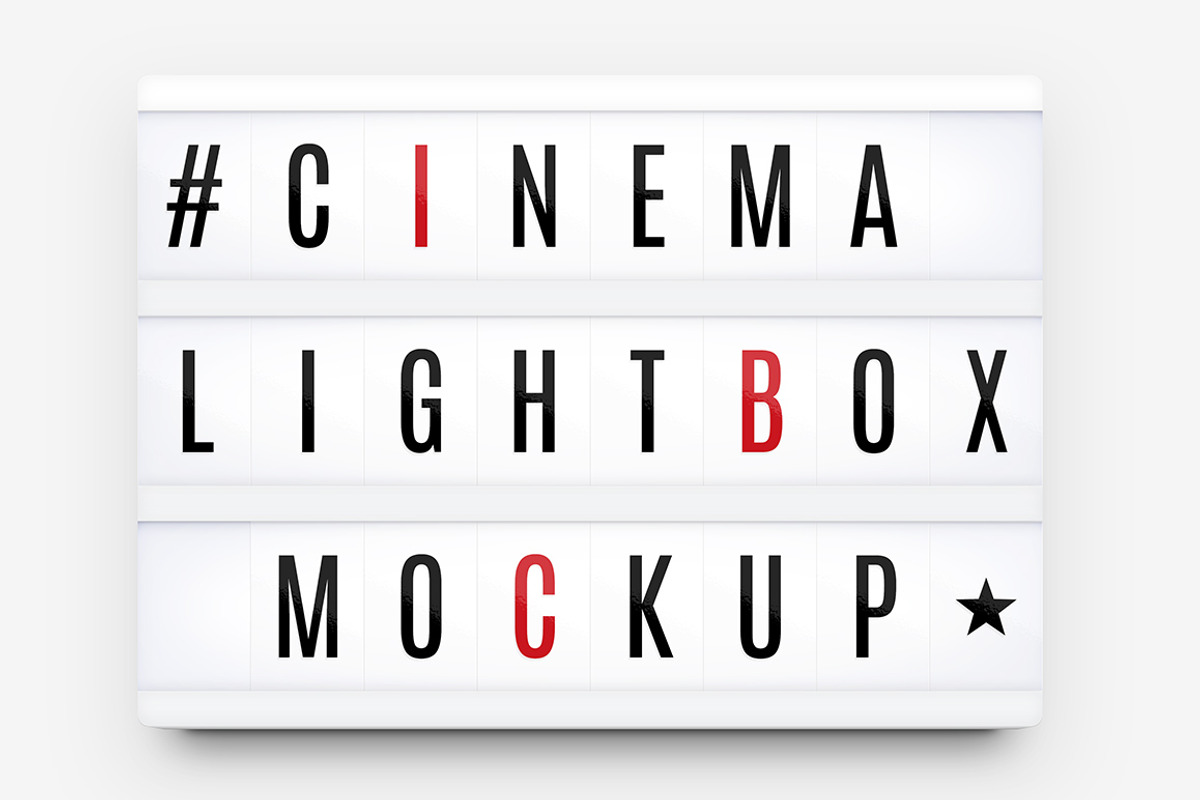 Cinema Lightbox Letters Mockup, a Mockup by Medialoot