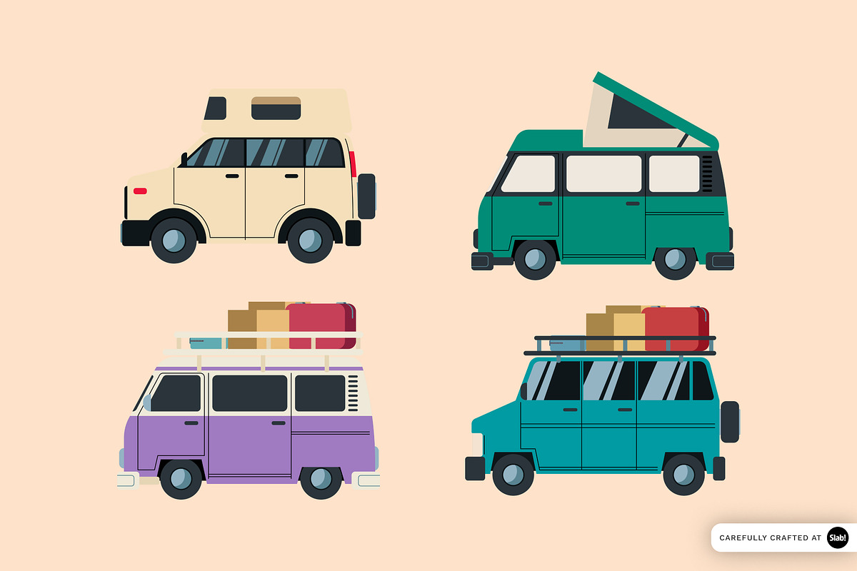 Road Trip Car Illustration Set, an Object Graphic by SLAB! Design (Photo 3 of 3)