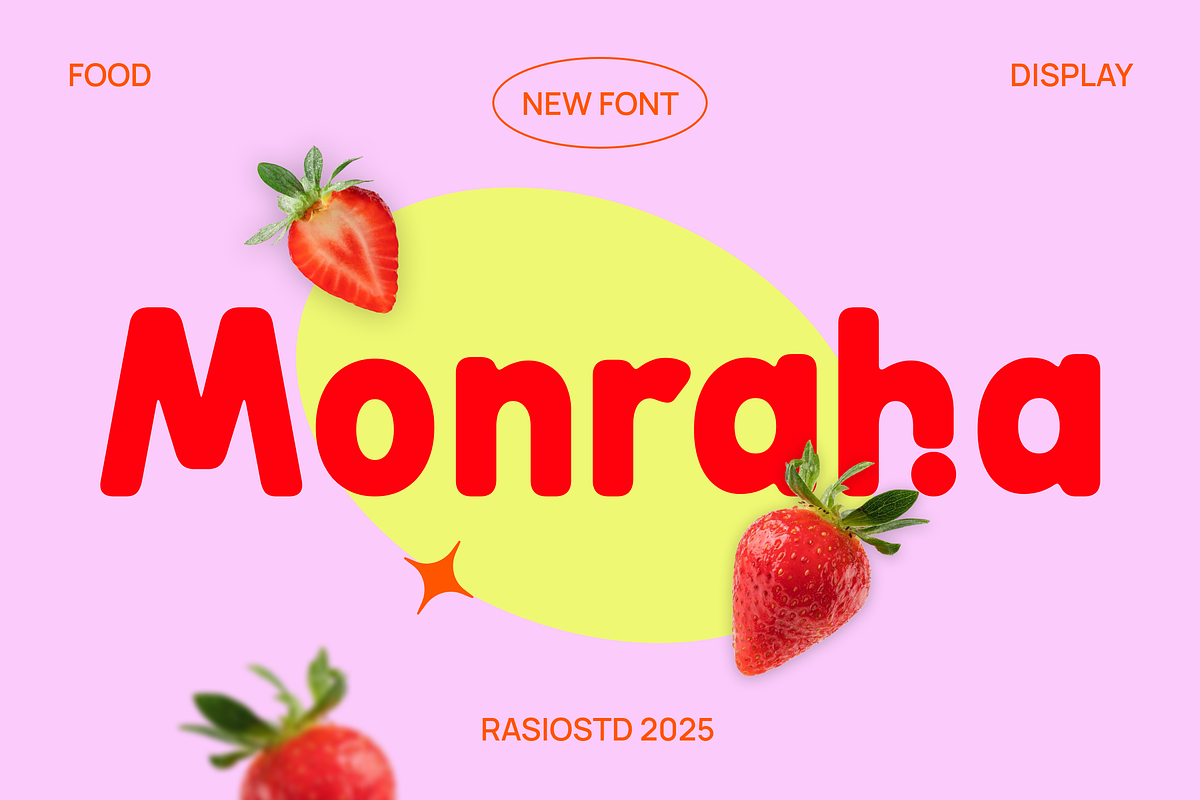 Monraha Food Display Font, a Sans Serif Font by Rasio Studio (Photo 1 of 7)