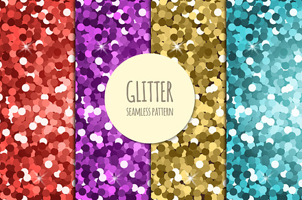 Set of glitter seamless patterns