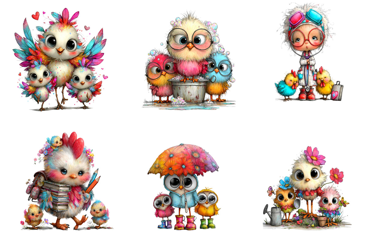 Farm Chicken Mama Baby Clipart, a Seasonal Illustration by CreationArt (Photo 4 of 7)