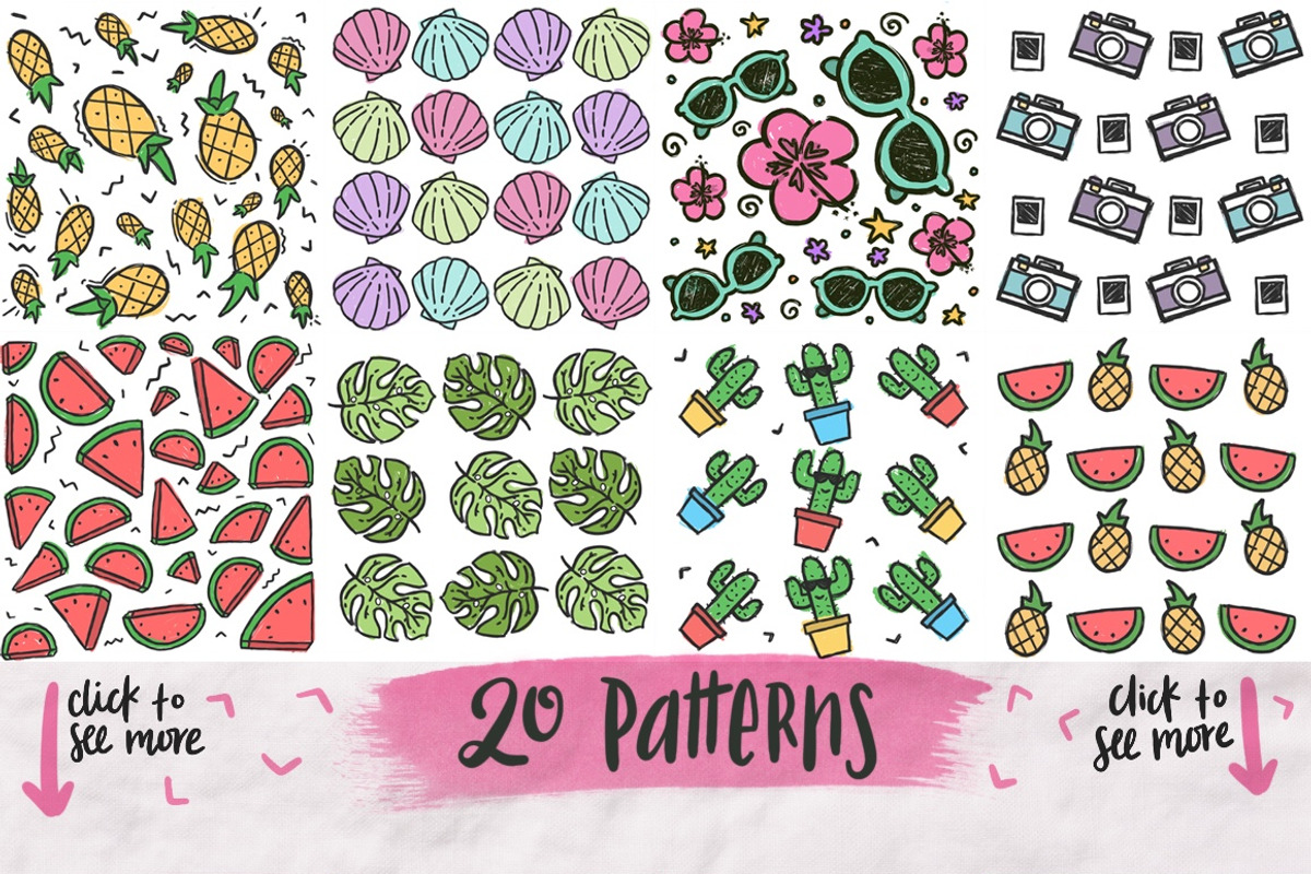 Summer lover kit! +80 elements, a Texture Illustration by Andrea De Oliveira (Photo 5 of 8)