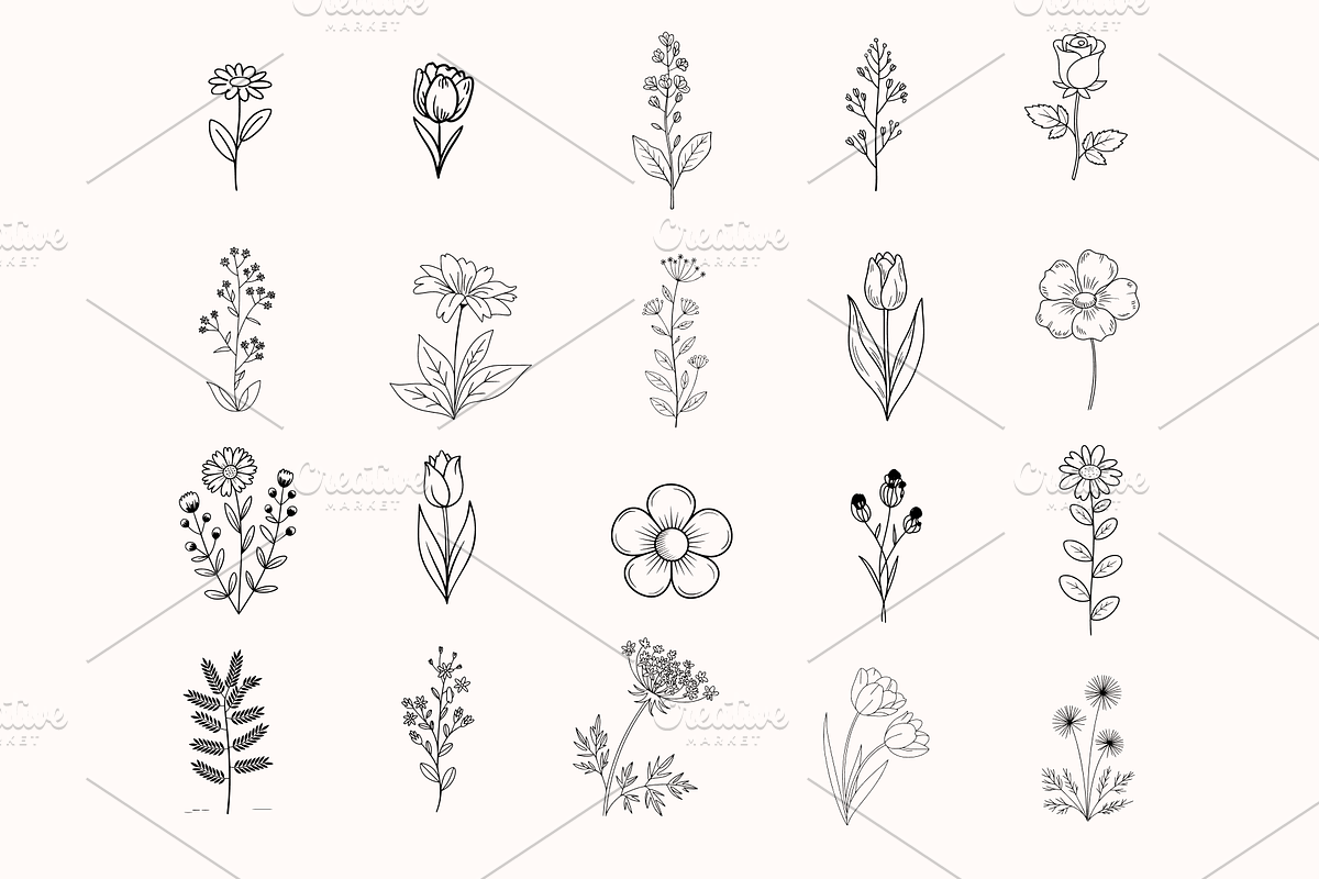 50 Hand Drawn SVG Floral Leaves, a Decorative Illustration by BoudaTemplate (Photo 3 of 3)