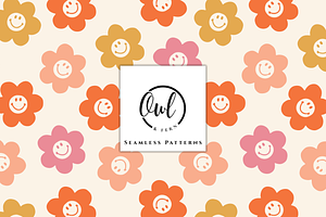 Groovy Floral Smiles Repeat Pattern