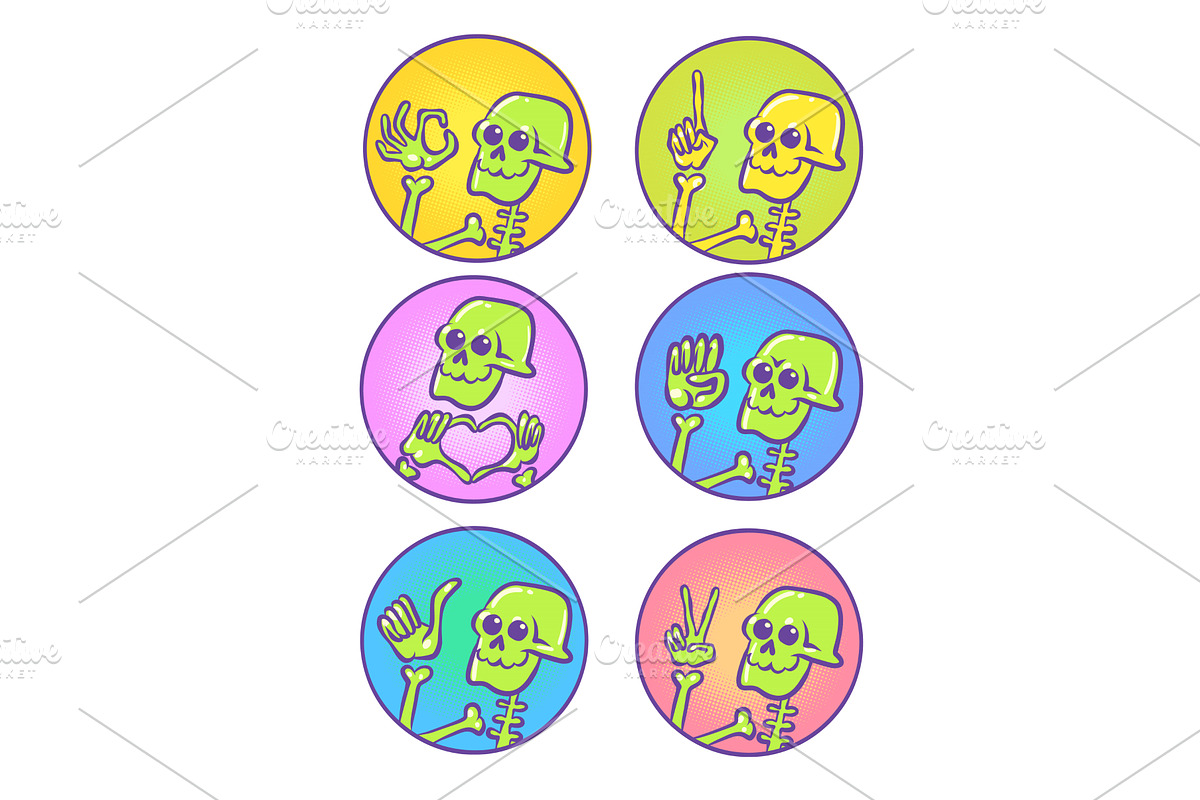 A set of hand gestures made by a, an Illustration by rogistok