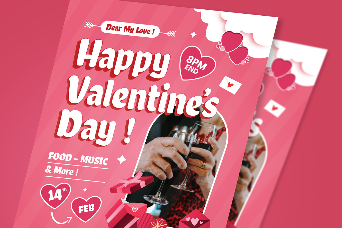 Pink Valentine Day Flyer Set, a Flyer Template by SquidPixey (Photo 5 of 6)