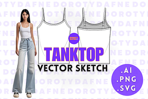 Strapped Top Vector Sketch