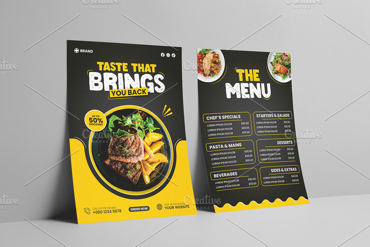 Modern 2 Page Food Menu Template, a Brochure Template by vectorlnk (Photo 4 of 4)