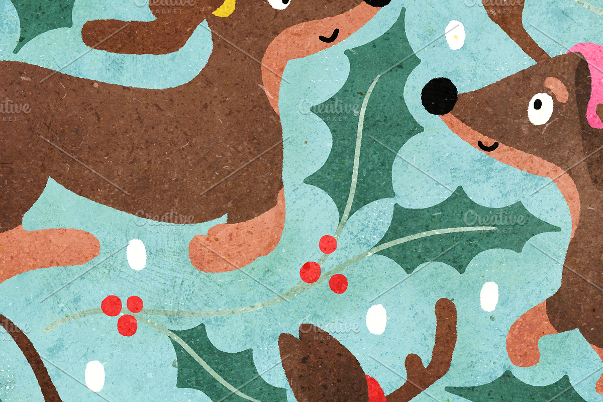 Dachshund Through The Snow Pattern, a Pattern Graphic by Rebecca Flaherty (Photo 3 of 3)