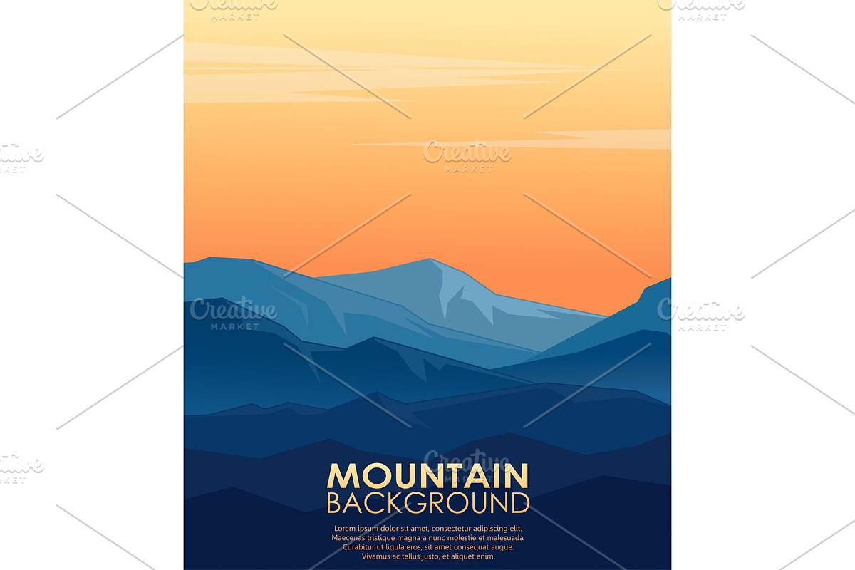 Vector Landscape with Blue Muntains, a Seasonal Illustration by MSA-Graphics