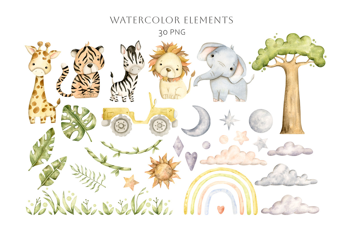 Safari animals, an Animal Illustration by NellyaEgorova (Photo 2 of 11)