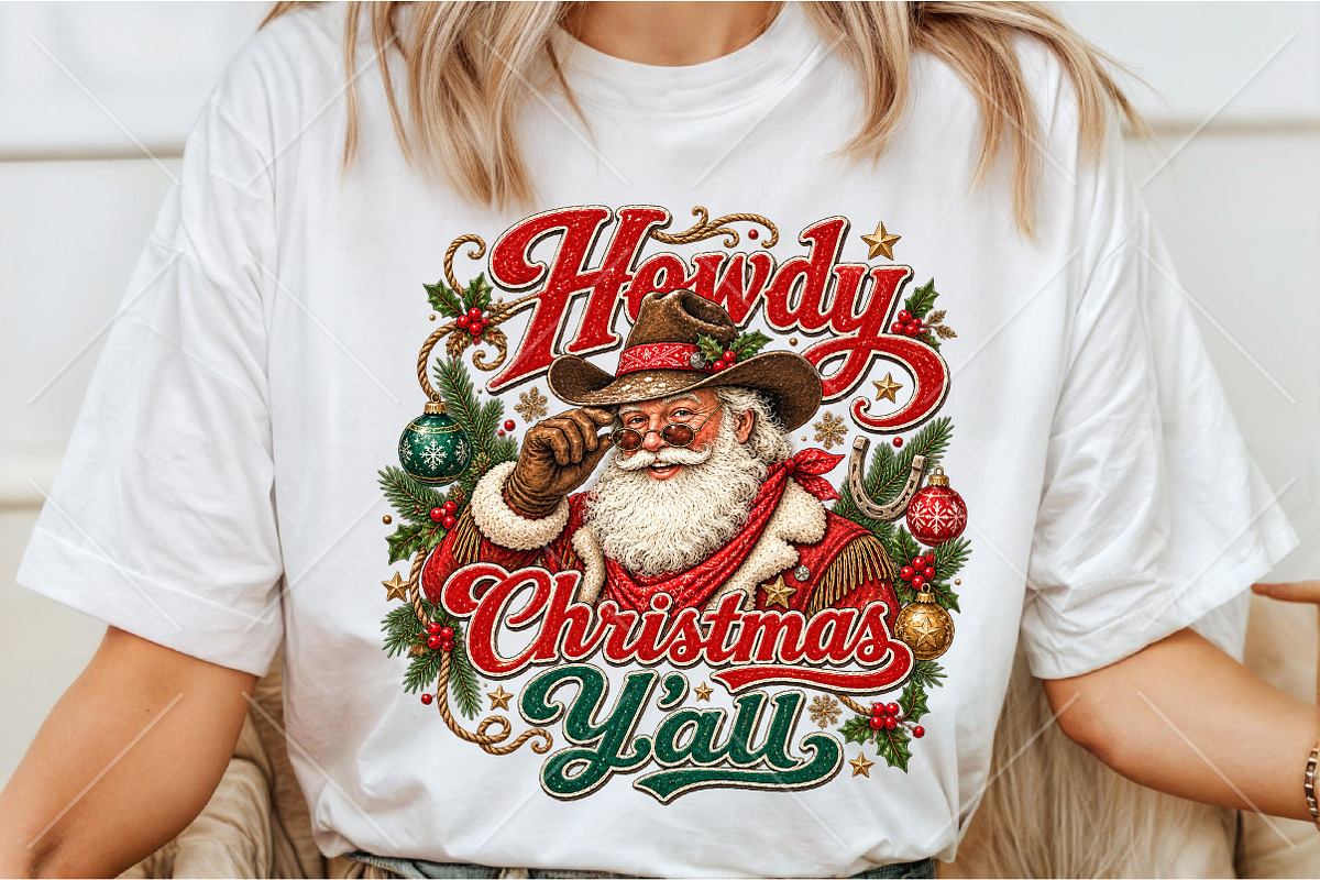 Howdy Christmas Y'all Santa PNG, a Seasonal Illustration by Canvas Craft (Photo 3 of 6)