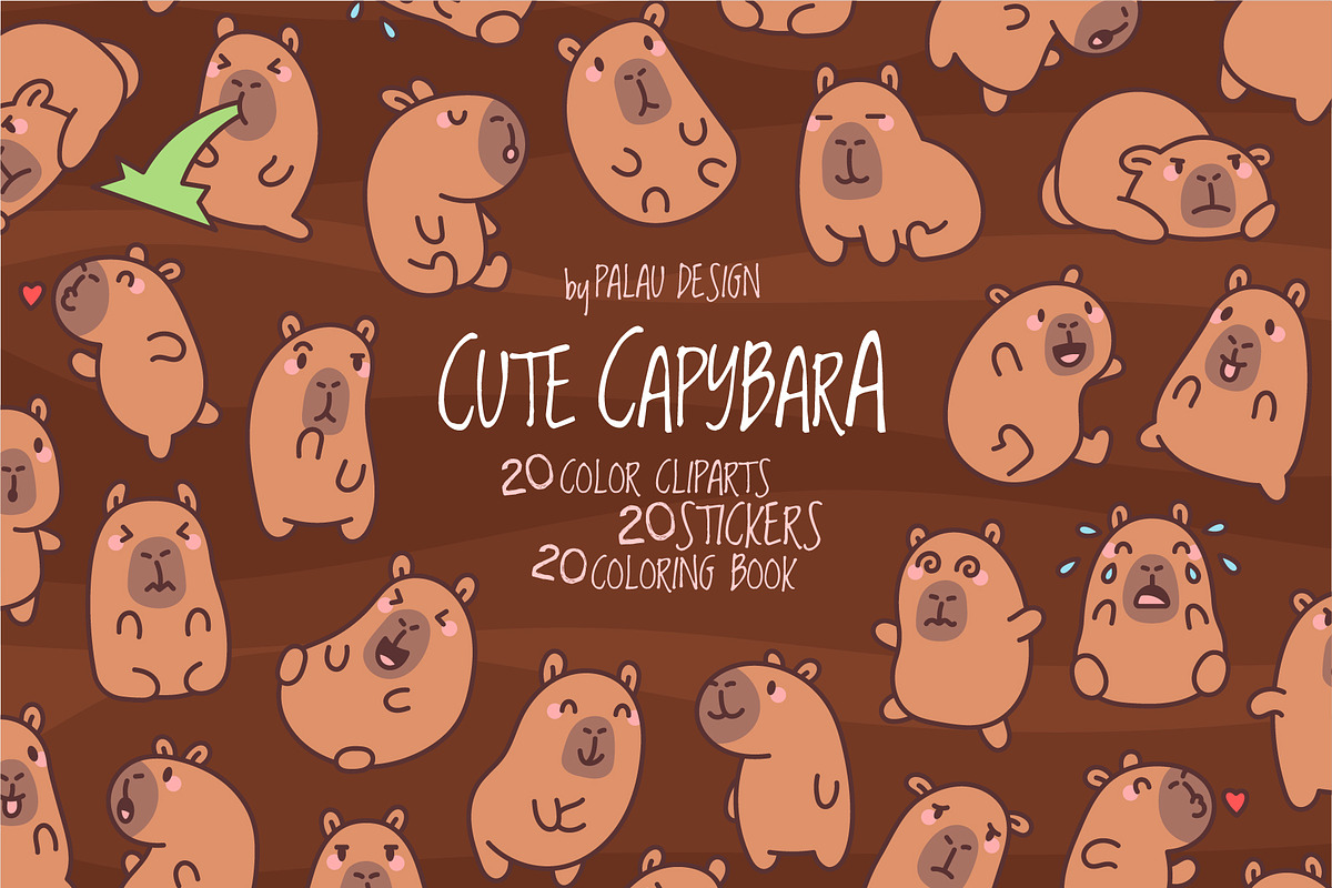 Capybara Emotions Clipart, an Animal Illustration by Palau (Photo 1 of 10)
