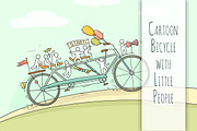 Cartoon bicycle with little People, a Healthcare Illustration by Sapunkele (Thumbnail 1 of 2)