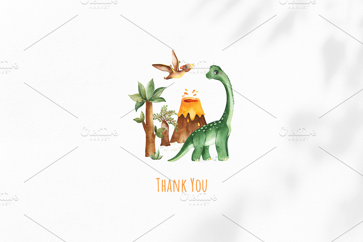 Dino World. Watercolor collection., an Animal Illustration by Kate_Rina (Photo 16 of 16)
