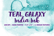 Teal Galaxy India Ink Backgrounds, a Texture Graphic by M. by mprintly (Thumbnail 1 of 6)