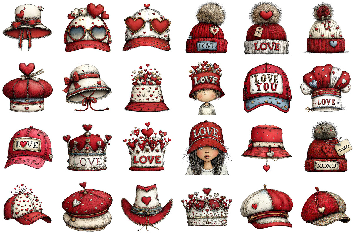 Valentine s Love Hat Clipart, an Illustration by Sublimation Artist (Photo 2 of 6)