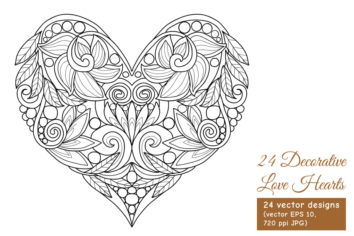 Decorative Love Hearts, a Decorative Illustration by Elen-Lane (Photo 3 of 5)