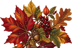 Beaded Autumn Leaves PNG
