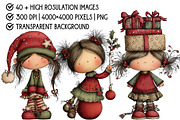 Whimsical Christmas Girl Clipart, an Illustration by Pixels.Craft (Thumbnail 4 of 6)
