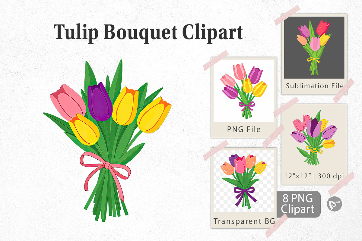 Tulip Bouquet Clipart, a Graphic by Artnoy (Photo 1 of 5)