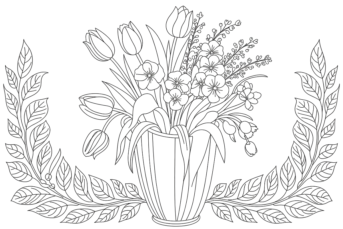 Floral  Bouquet Coloring Book, a Graphic by balal (Photo 11 of 11)