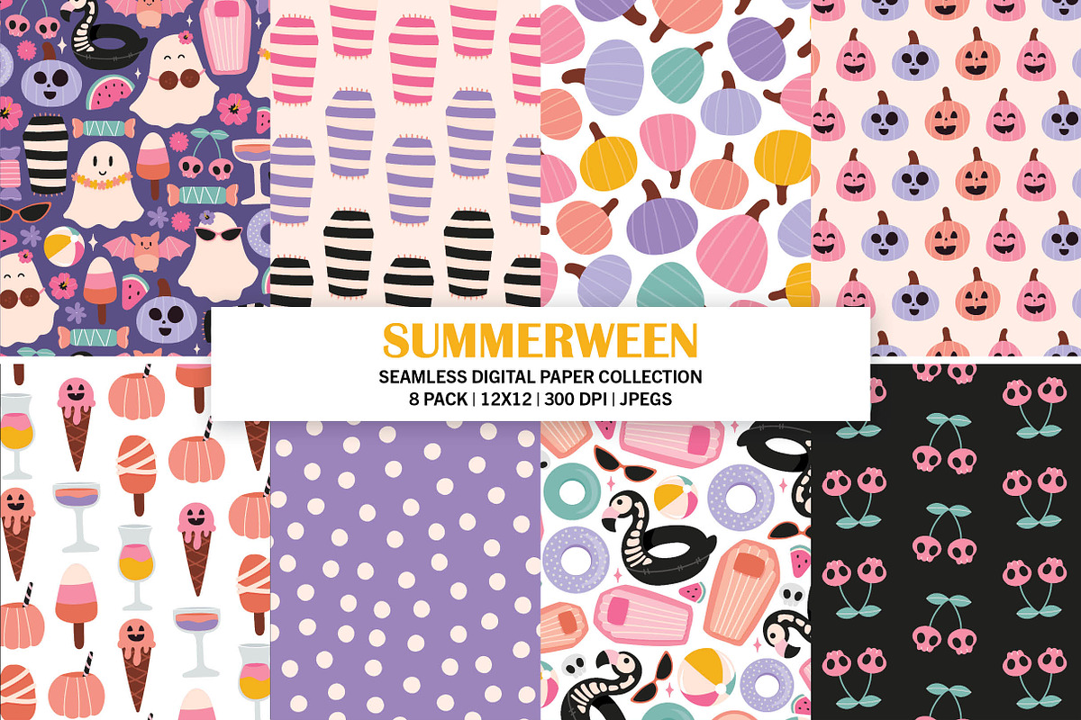 Summerween Seamless Pattern, a Pattern Graphic by Alanna Messina Design Co (Photo 1 of 9)