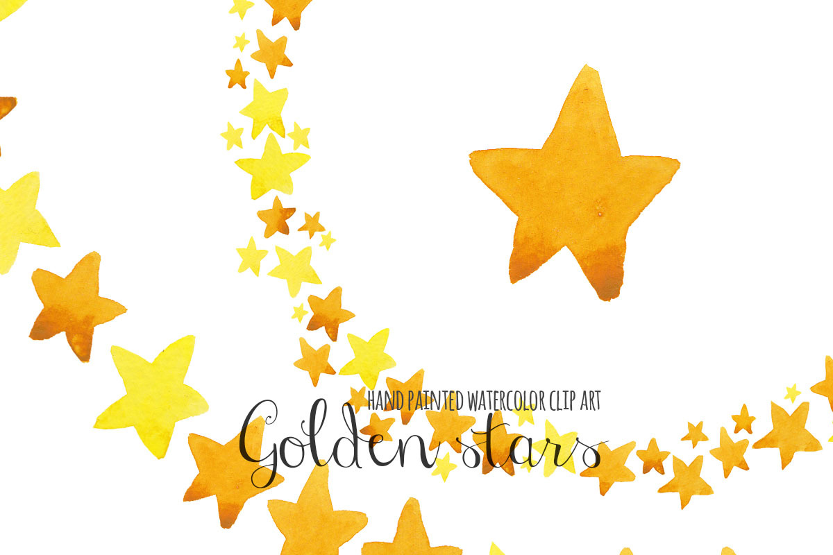 Watercolor gold stars clip art, an Illustration by SandraGraphicDesign (Photo 3 of 3)