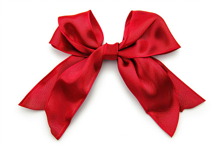 Red satin ribbon bow on white background, a Beauty & Fashion Photo by AlyaAnd