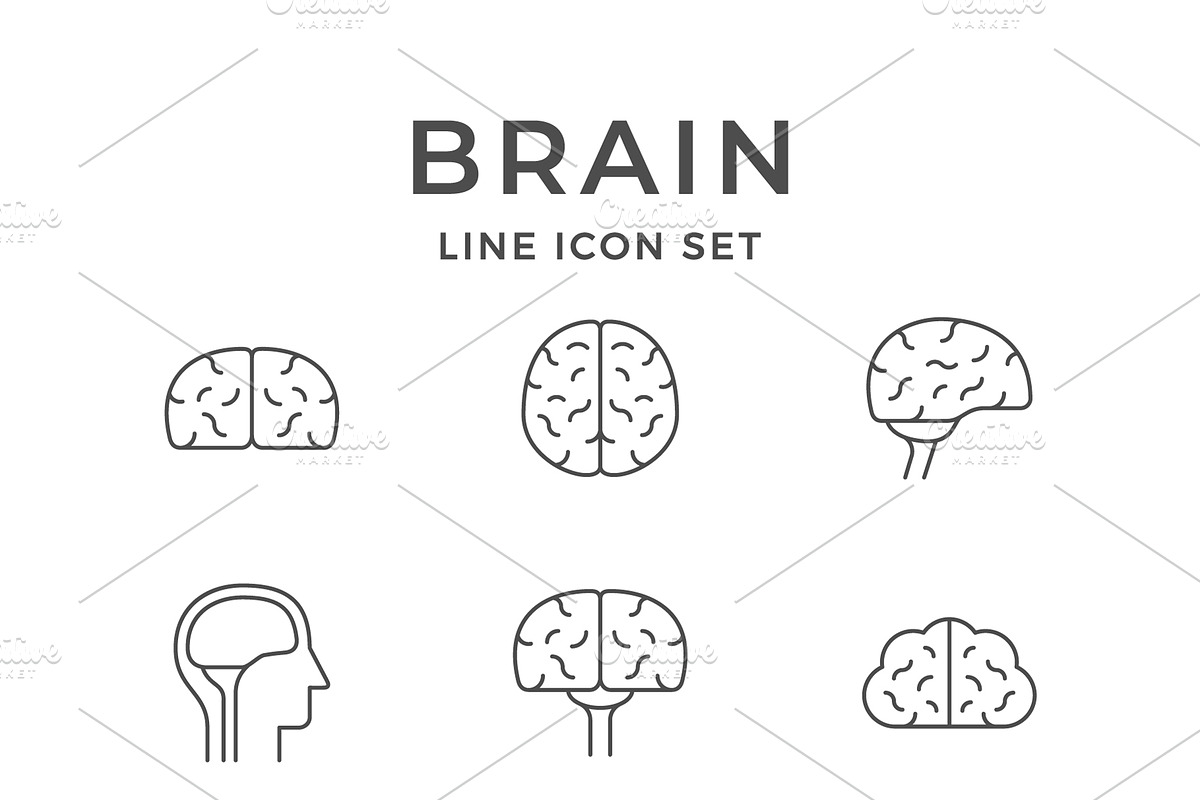 Set line icons of brain, an Outline Icon by motorama