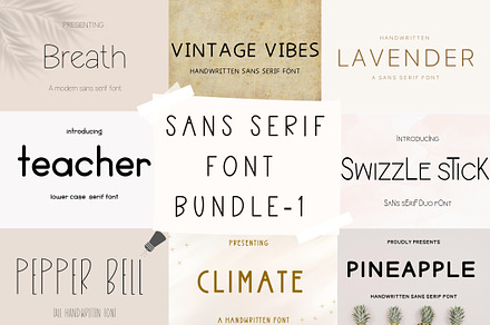 Sans serif font bundle - Handwritten, a Sans Serif Font by Sk designs
