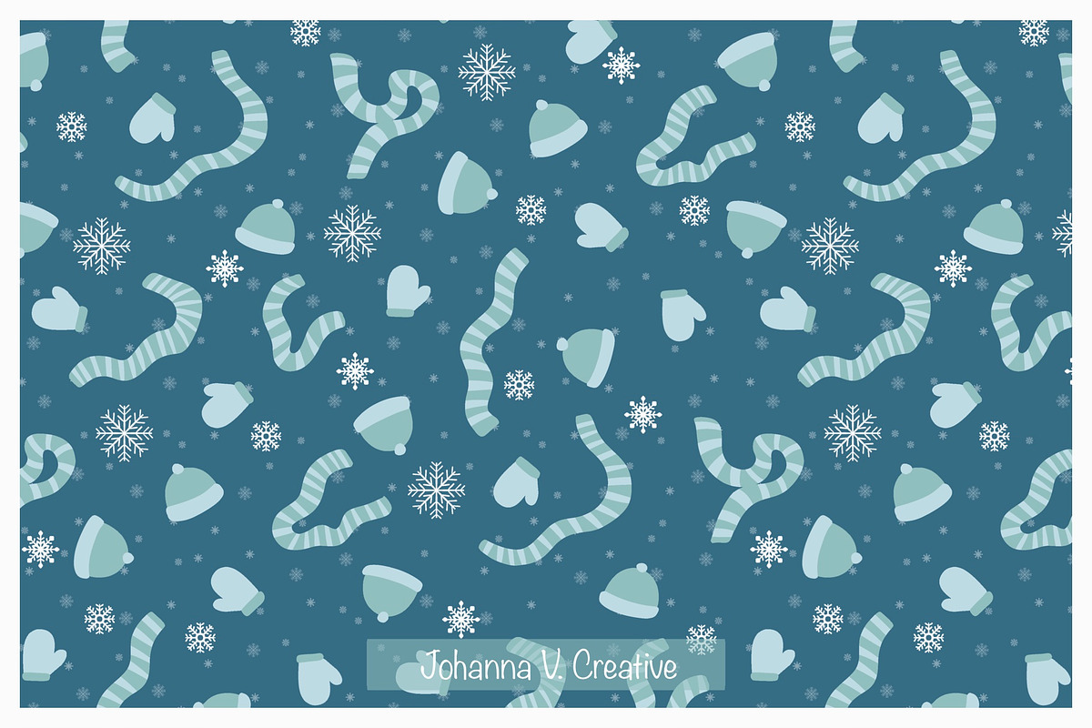 Cozy Winter Seamless Pattern Bundle, an Illustration by Johanna V. Creative