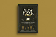 Black Modern New Year Party Flyer, a Flyer Template by VectorVactory (Thumbnail 1 of 3)