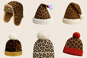 Christmas Leopard Santa Hat Clipart, an Illustration by SVGArt (Thumbnail 8 of 8)