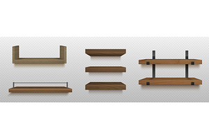 Wooden wall shelf collection, an Object Illustration by art PVP - market