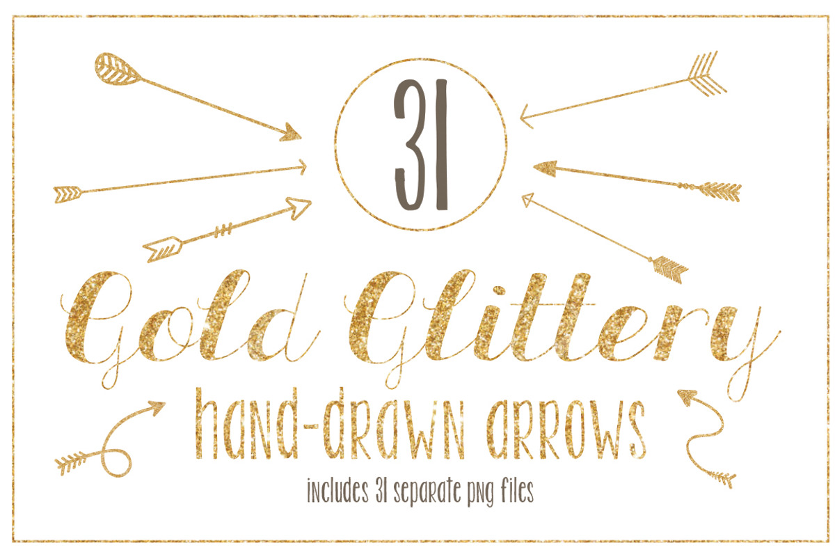 Gold Glittery Hand-drawn Arrows, an Object Graphic by The Bumble Box (Photo 1 of 2)
