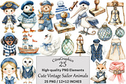 Cute Vintage Sailor Animals, a Seasonal Illustration by CitraGraphics (Thumbnail 1 of 4)